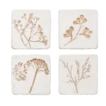 Flower Imprint Coasters - Set of 4