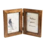 Double Dark Brown Wood Photo Frame