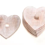 Wooden Brown Heart Coasters - Set of 6