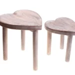 Brown Heart Stools - Set of 2